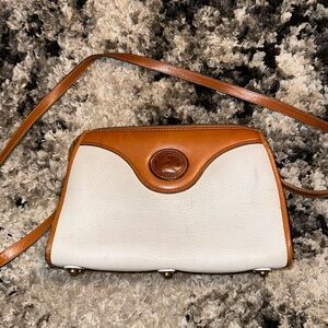 Vintage 90s Dooney & Bourke white and tan leather purse